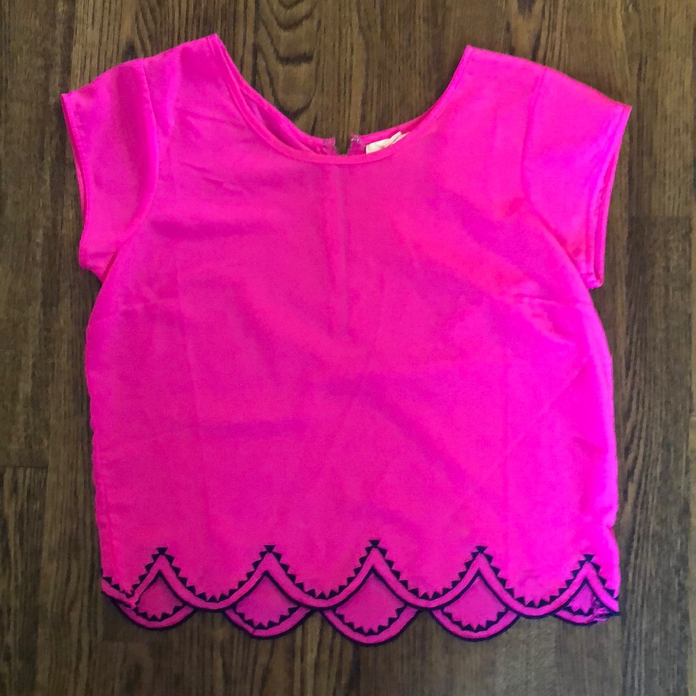 Fuchsia punk scalloped top